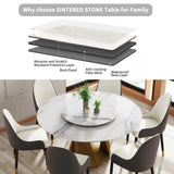 Modern Round Sintered Stone Dining Table With Turntable - Omega Lifestyles