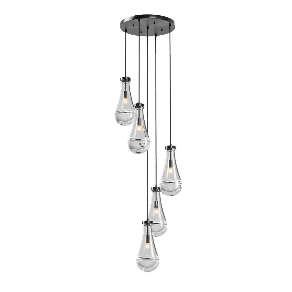 5-Light Adjustable Raindrop Glass Cluster Pendant Chandelier - Omega Lifestyles