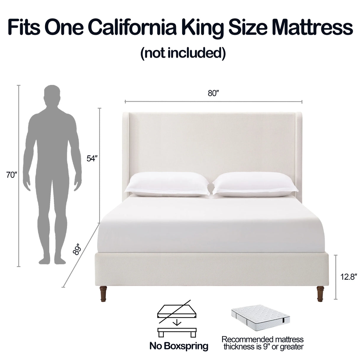 California King Upholstered Bed Frame With 54-Inch Chenille Headboard - Omega Lifestyles