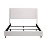 King Upholstered Wingback Fabric Metal Bed Frame