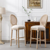 Set Of 2 French Country Solid Wood Upholstered Barstools - Omega Lifestyles