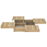 Square Storage Coffee Table Sliding Top Natural Veneer - Omega Lifestyles