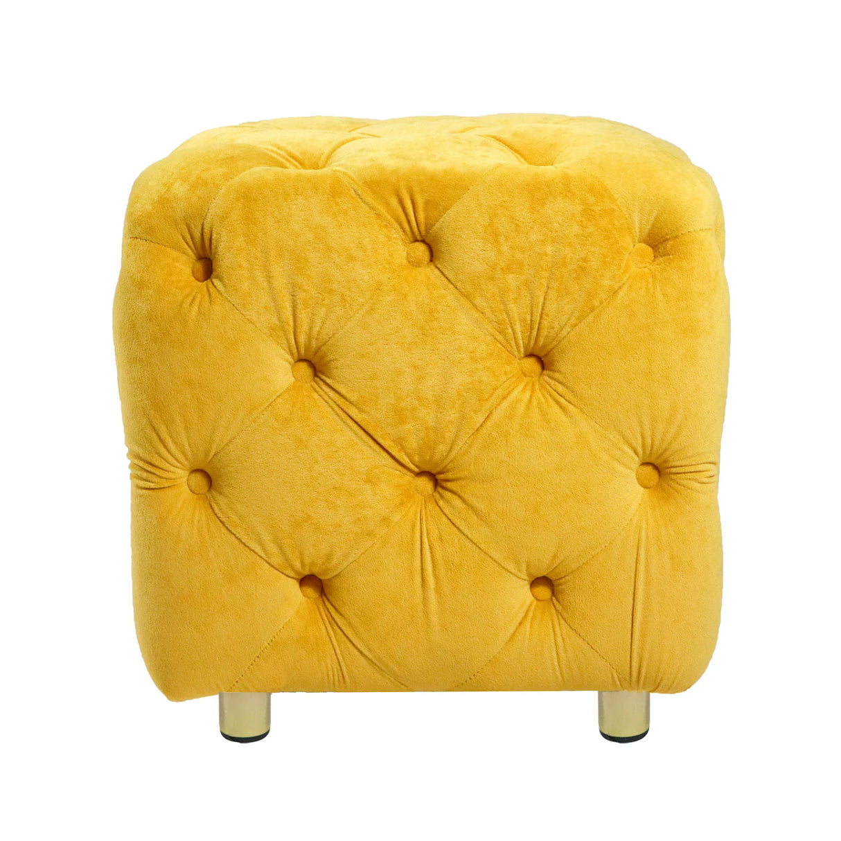 Yellow Velvet Dice-Shaped Storage Ottoman With Foam Seat - Omega Lifestyles