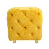 Yellow Velvet Dice-Shaped Storage Ottoman With Foam Seat - Omega Lifestyles