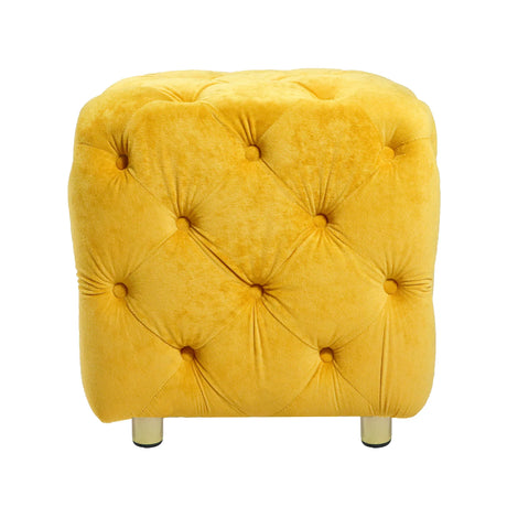 Yellow Velvet Dice-Shaped Storage Ottoman With Foam Seat - Omega Lifestyles