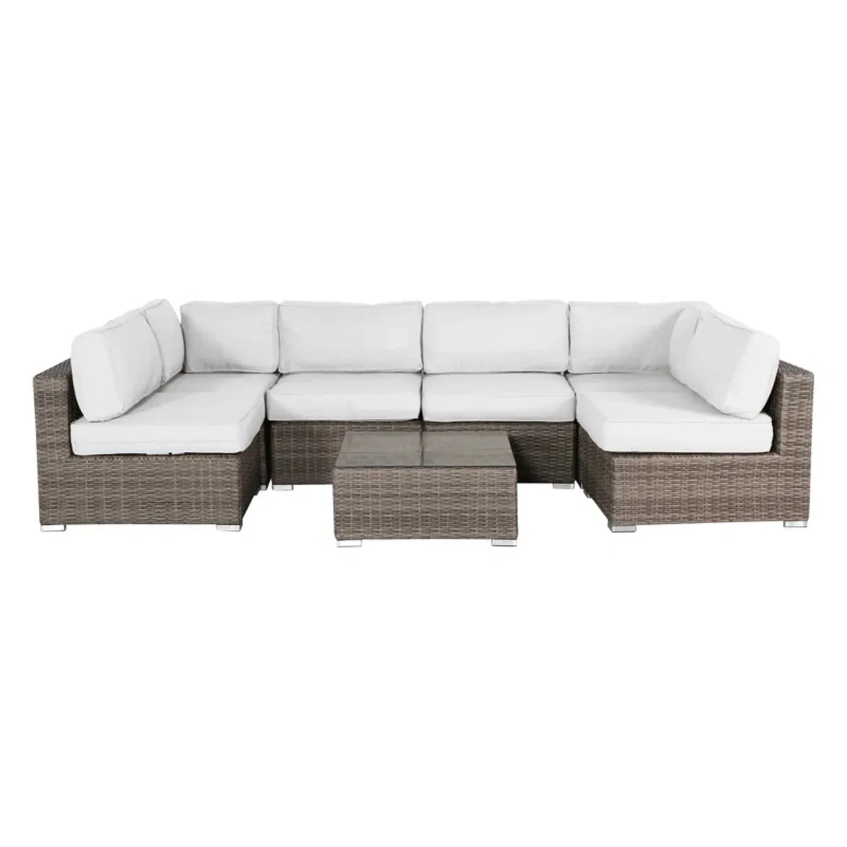All-Weather 7-Piece Grey Mix Wicker Outdoor Lounge Set - Omega Lifestyles