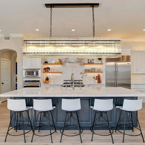 Rectangular Water Ripple Crystal Glass 10-Light Chandelier - Omega Lifestyles