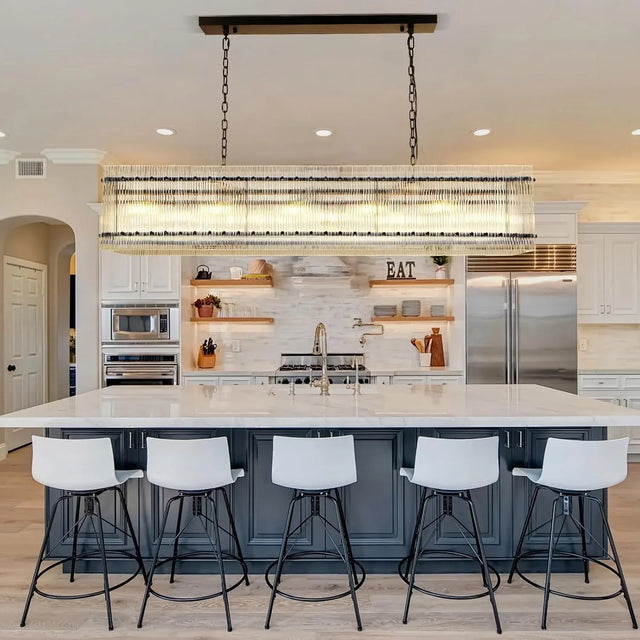 Rectangular Water Ripple Crystal Glass 10-Light Chandelier - Omega Lifestyles