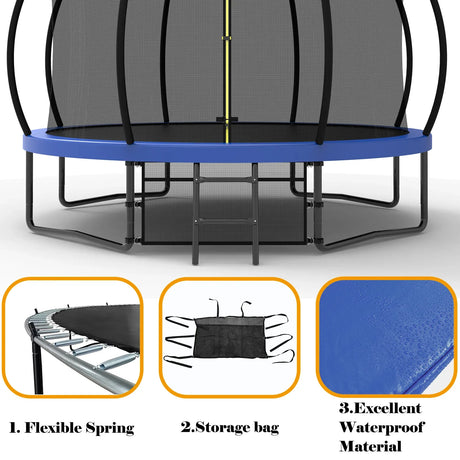12-Foot Pumpkin Style Kids Trampoline With Safety Net - Omega Lifestyles