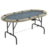 Folding Ten-Player Oval Poker Game Table With Cup Holders - Omega Lifestyles