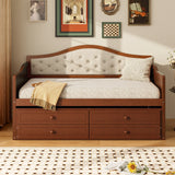 Twin Daybed With Trundle And Storage Drawers Walnut - Omega Lifestyles