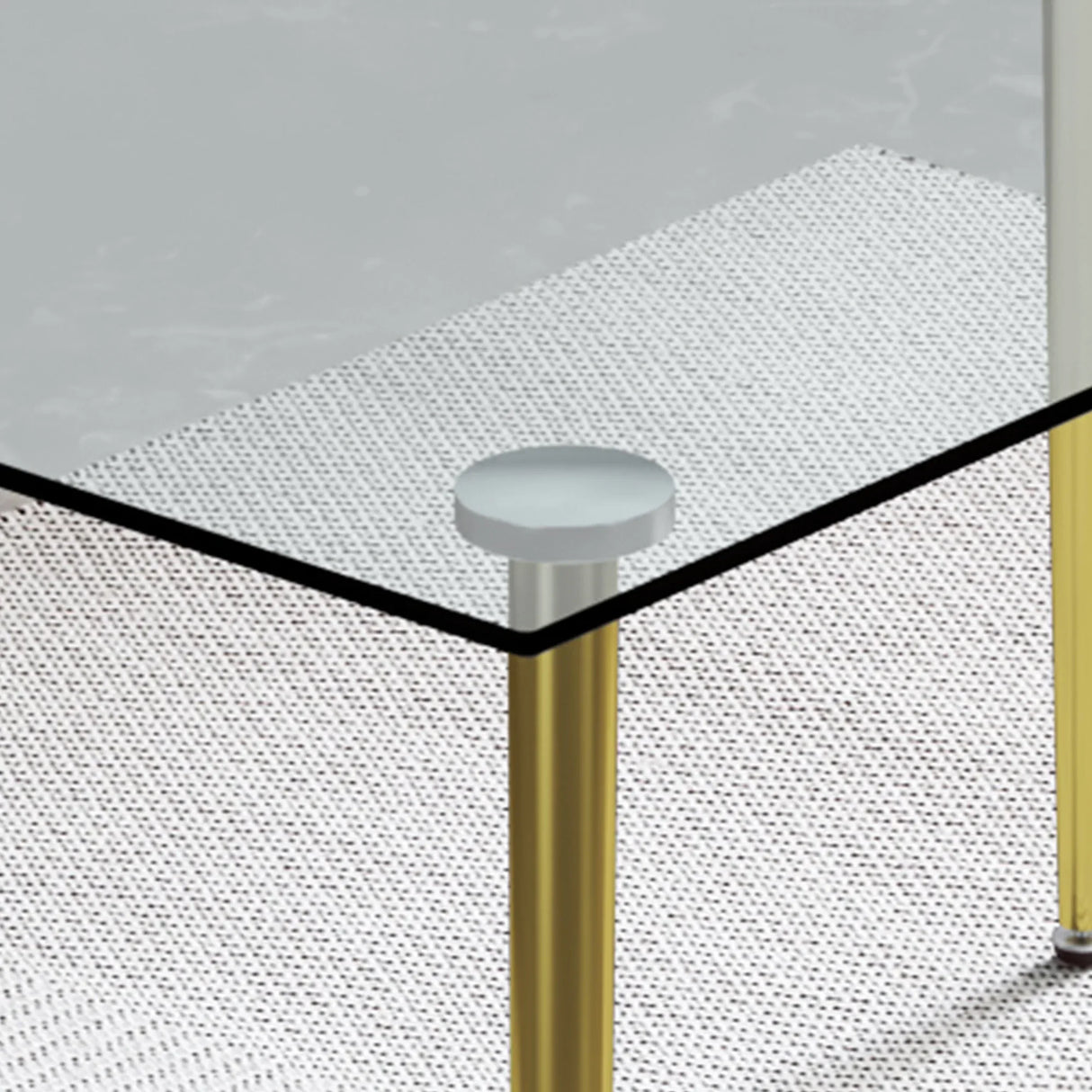 Modern Tempered Glass Dining Table And 6 Gold Chairs Set - Omega Lifestyles