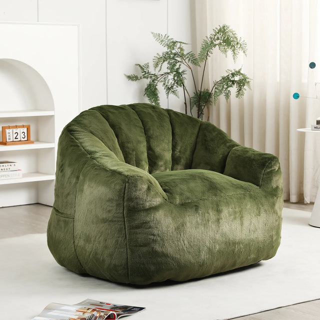 High-Density Foam Faux Fur Bean Bag Chair - Omega Lifestyles