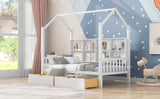 Twin Solid Wood Kids House Bed With Storage Drawers - Omega Lifestyles