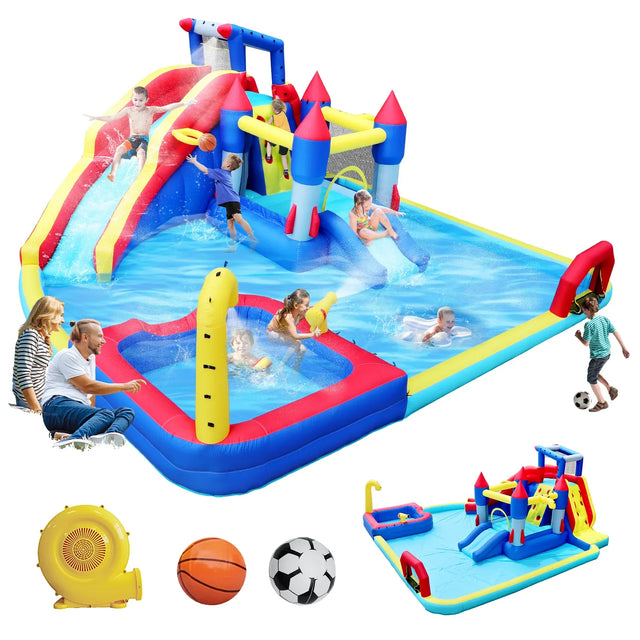 10-Inch Multicolor Oxford Fabric Inflatable Water Park Playground - Omega Lifestyles