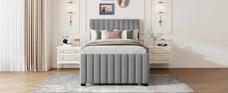 Twin Velvet Upholstered Platform Bed With Trundle - Omega Lifestyles