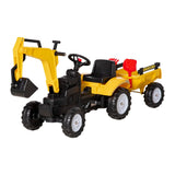 Kids Pedal-Powered Digger Ride-On Truck With Trailer - Omega Lifestyles