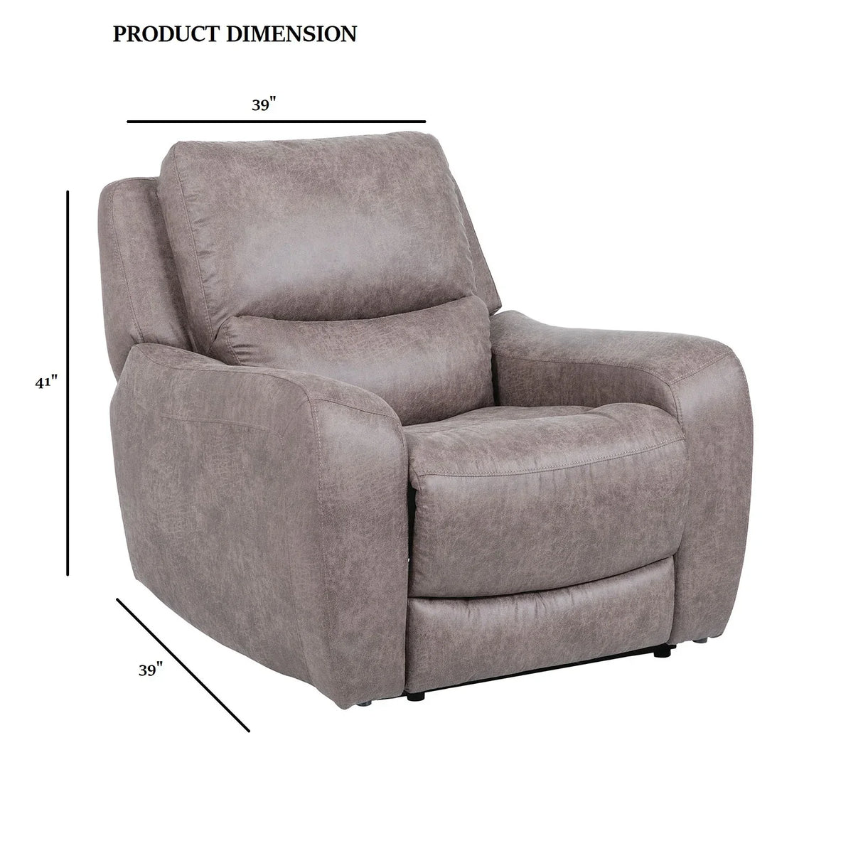 Contemporary Power Recliner Brown Hardwood Frame Oversized Seat - Omega Lifestyles