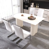 Modern Cream MDF Dining Table And PU Armless Chair Set - Omega Lifestyles