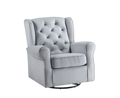 Gray Fabric Foam Padded Swivel Glider Chair - Omega Lifestyles
