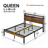 Queen Metal Platform Bed Frame With Wooden Headboard - Omega Lifestyles