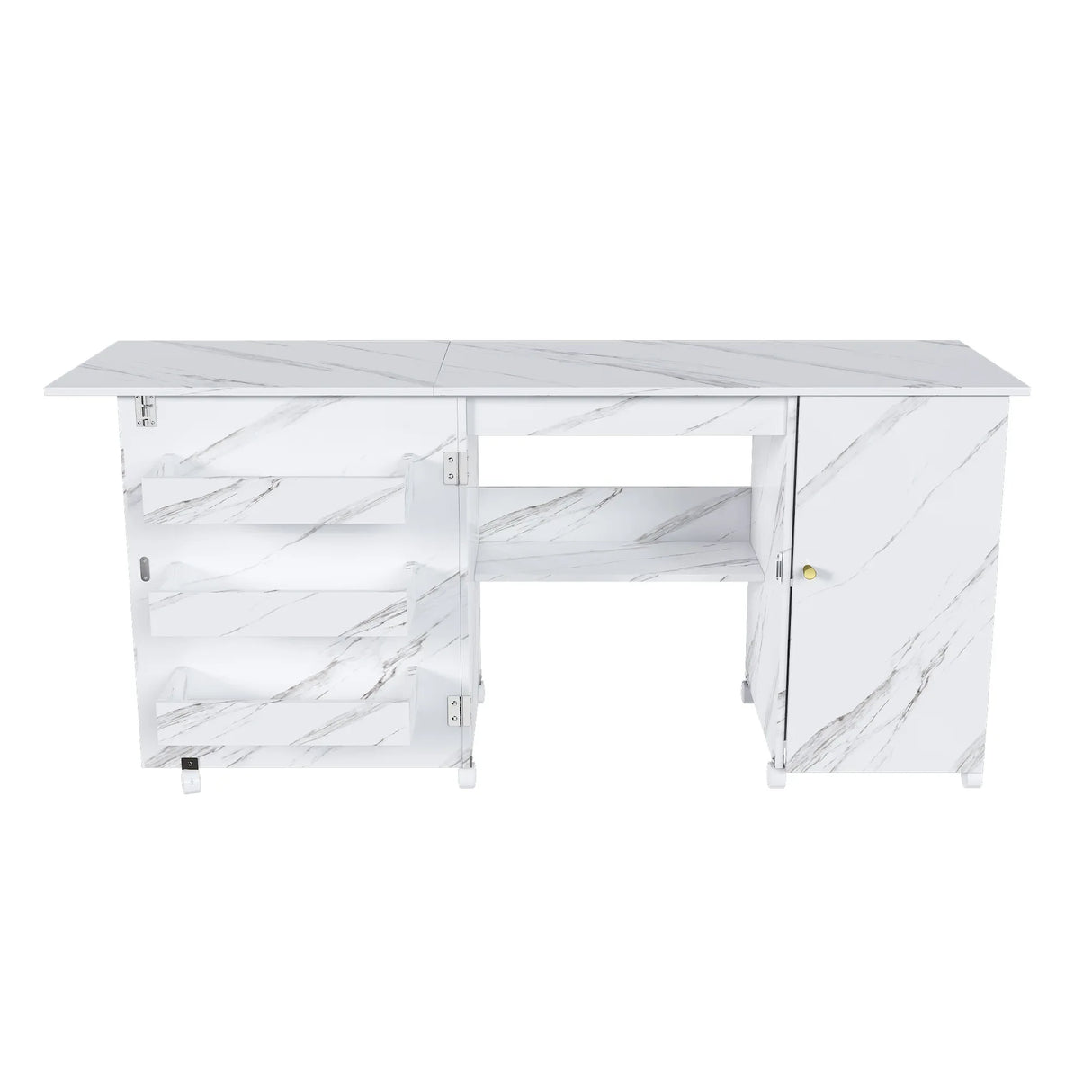 Foldable Adjustable Sewing Machine Table With Storage Cabinet - Omega Lifestyles