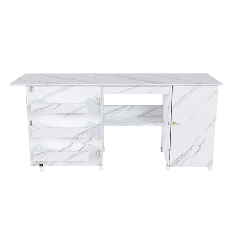 Foldable Adjustable Sewing Machine Table With Storage Cabinet - Omega Lifestyles