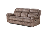 Chocolate Velvet Recliner Sofa With USB Port And Drop Down Table - Omega Lifestyles