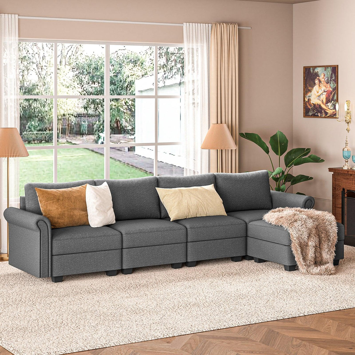 Modular 5-Seater Memory Foam Sectional Sofa Couch - Omega Lifestyles