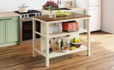 Rustic Solid Wood Kitchen Island Set With Seating - Omega Lifestyles