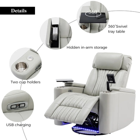 Power Recliner Chair With USB Charging Cup Holders - Omega Lifestyles