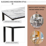 5-Piece Faux Marble Dining Table Set With Cushioned Chairs - Omega Lifestyles