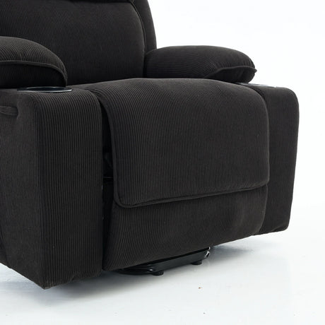Medium-Firm Corduroy Remote-Controlled Heating Massage Recliner - Omega Lifestyles