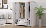 4 Door White Solid Wood MDF Wardrobe Armoire - Omega Lifestyles