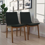 Set of 2 Vegan Leather Mid-Century Modern Dining Chairs - Omega Lifestyles