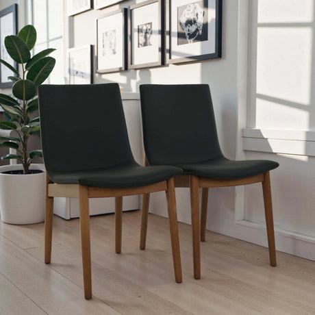 Set of 2 Vegan Leather Mid-Century Modern Dining Chairs - Omega Lifestyles