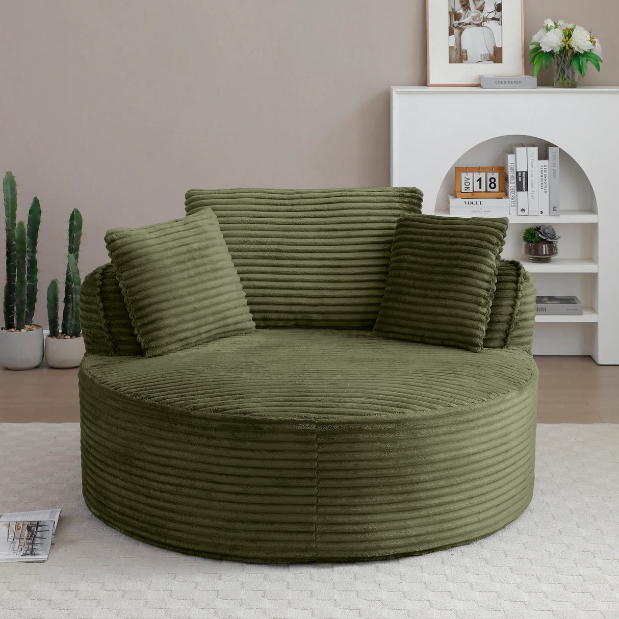 Modern Corduroy Boneless Floor Chair With Pillows - Omega Lifestyles