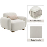 Beige Boucle Accent Chair With Toss Pillow - Omega Lifestyles