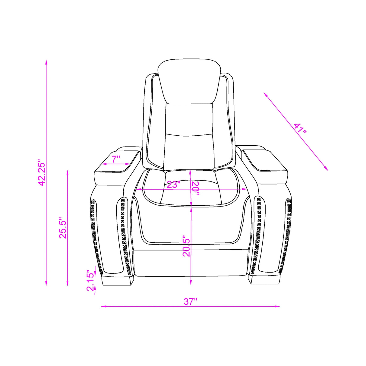 Grey Power Recliner With USB Charging Power Headrest - Omega Lifestyles