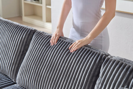 Modern Convertible U-Shaped Corduroy Fabric Sofa - Omega Lifestyles