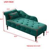 Velvet Tufted Chaise Lounge Chair With Pillow - Omega Lifestyles
