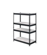 Industrial Black Natural Metal Composite Wood Bookshelf - Omega Lifestyles