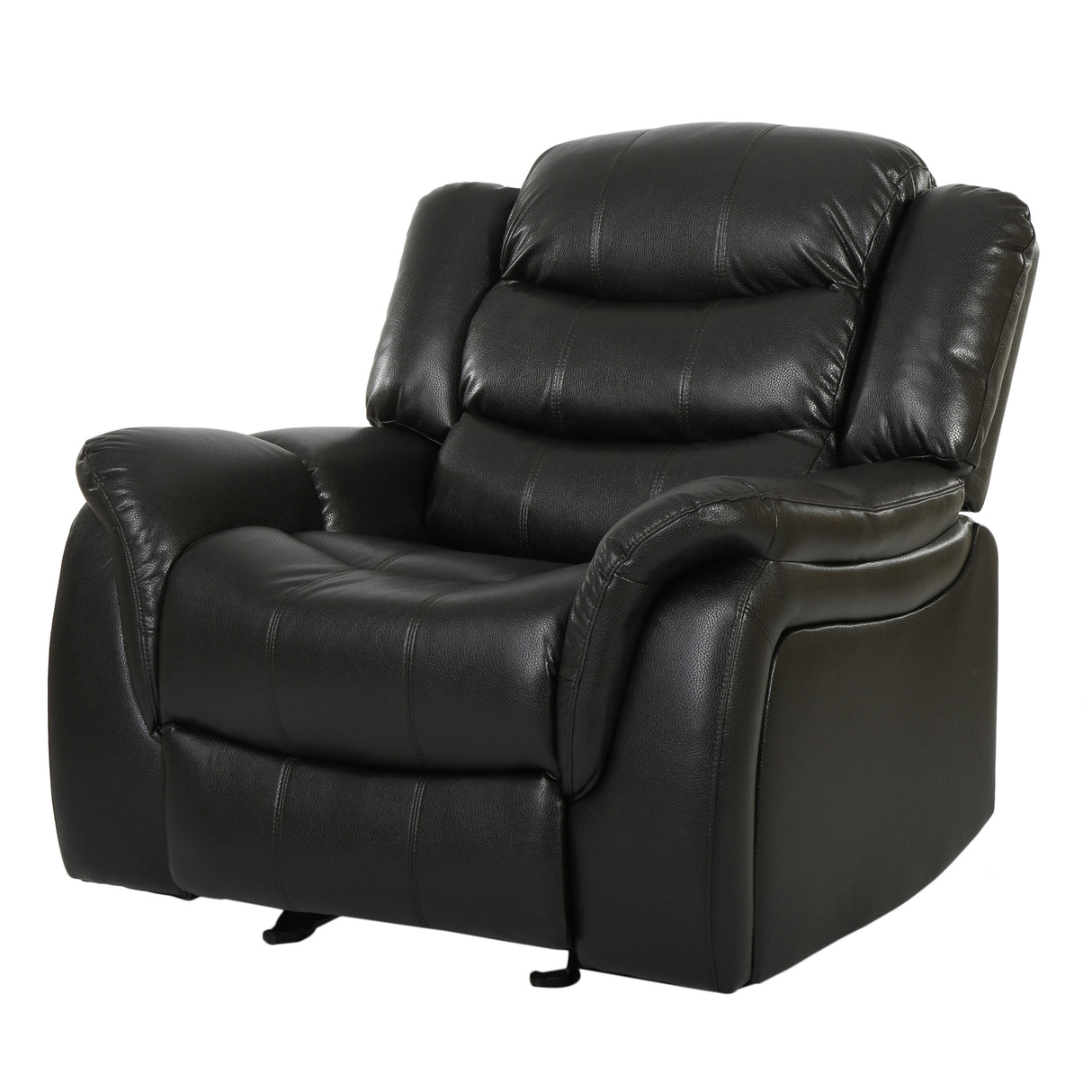 Classic Black Berry PU Leather Glider Recliner Chair