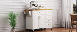 Classic Vintage Embossed White Kitchen Island On Wheels - Omega Lifestyles