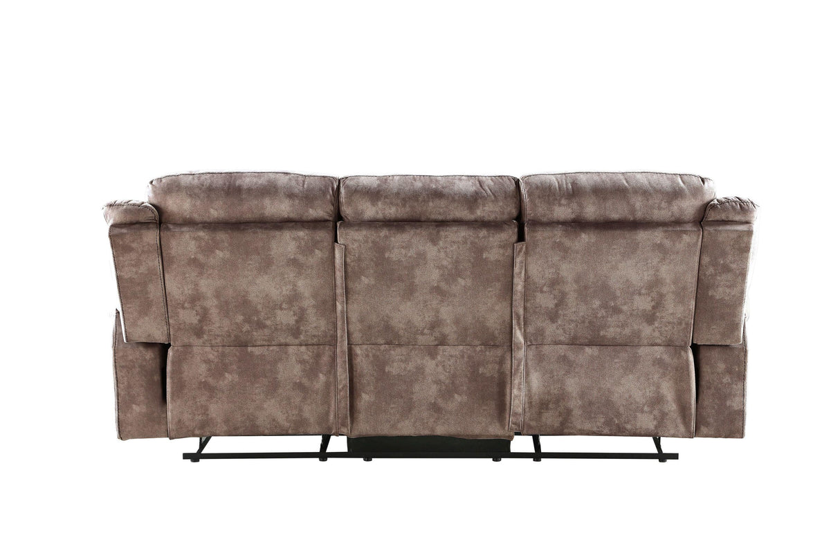 Chocolate Velvet Recliner Sofa With USB Port And Drop Down Table - Omega Lifestyles