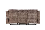 Chocolate Velvet Recliner Sofa With USB Port And Drop Down Table - Omega Lifestyles