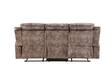 Chocolate Velvet Recliner Sofa With USB Port And Drop Down Table - Omega Lifestyles