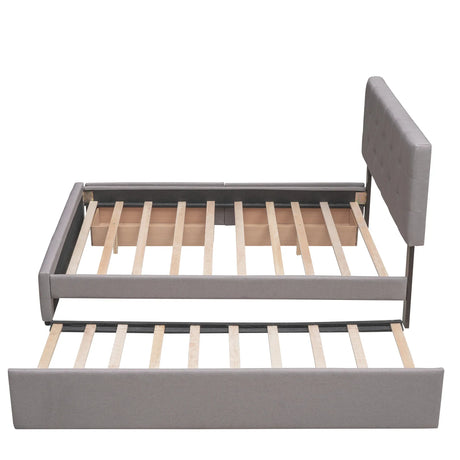 Upholstered Platform Bed With Drawers And Twin XL Trundle - Omega Lifestyles