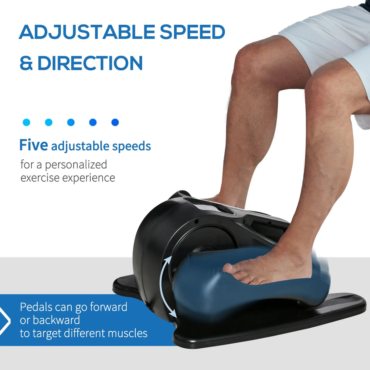Compact Adjustable Speed Under Desk Pedal Exerciser Bike - Omega Lifestyles