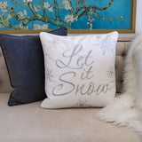 Let It Snow Embroidered Cotton Throw Pillow 20x20 Inch - Omega Lifestyles